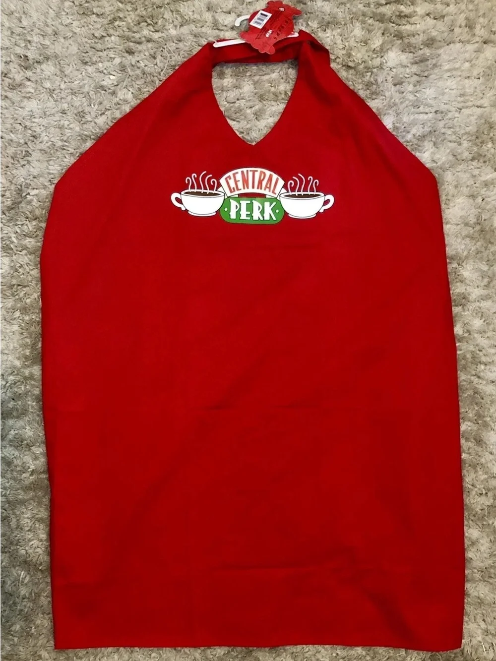 Central Perk Cafe Red V-Neck Apron Friends TV Show One Size Fits Most NEW NWT
